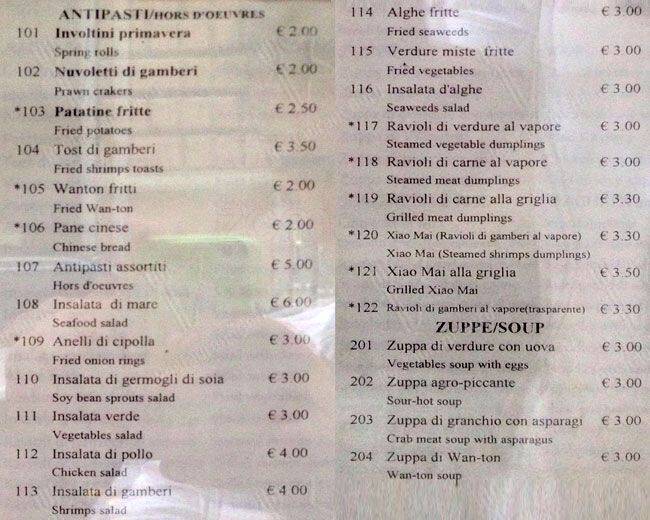 Menu di Stella D'Oro 