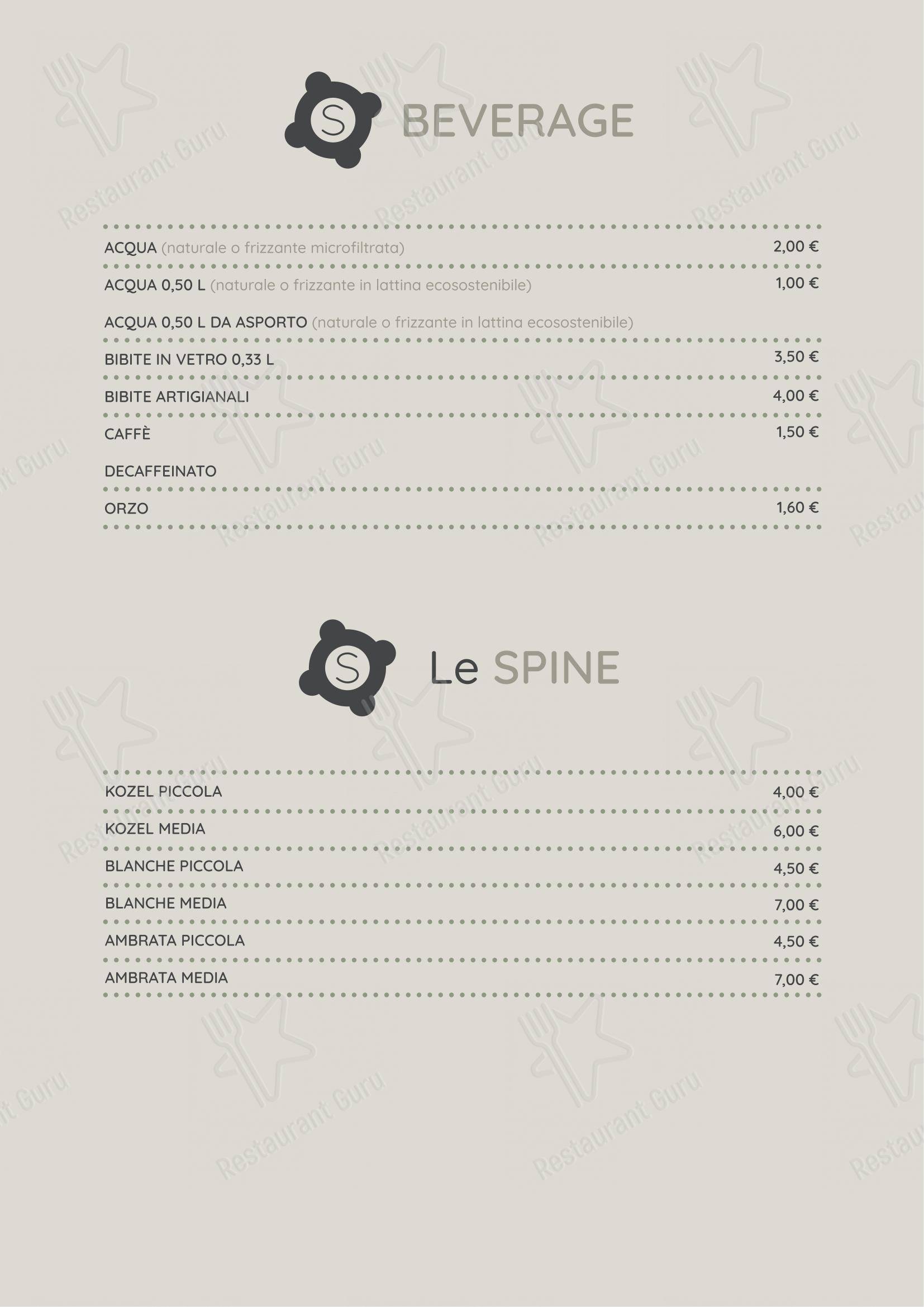 Strakkino in Genova - Menu bar