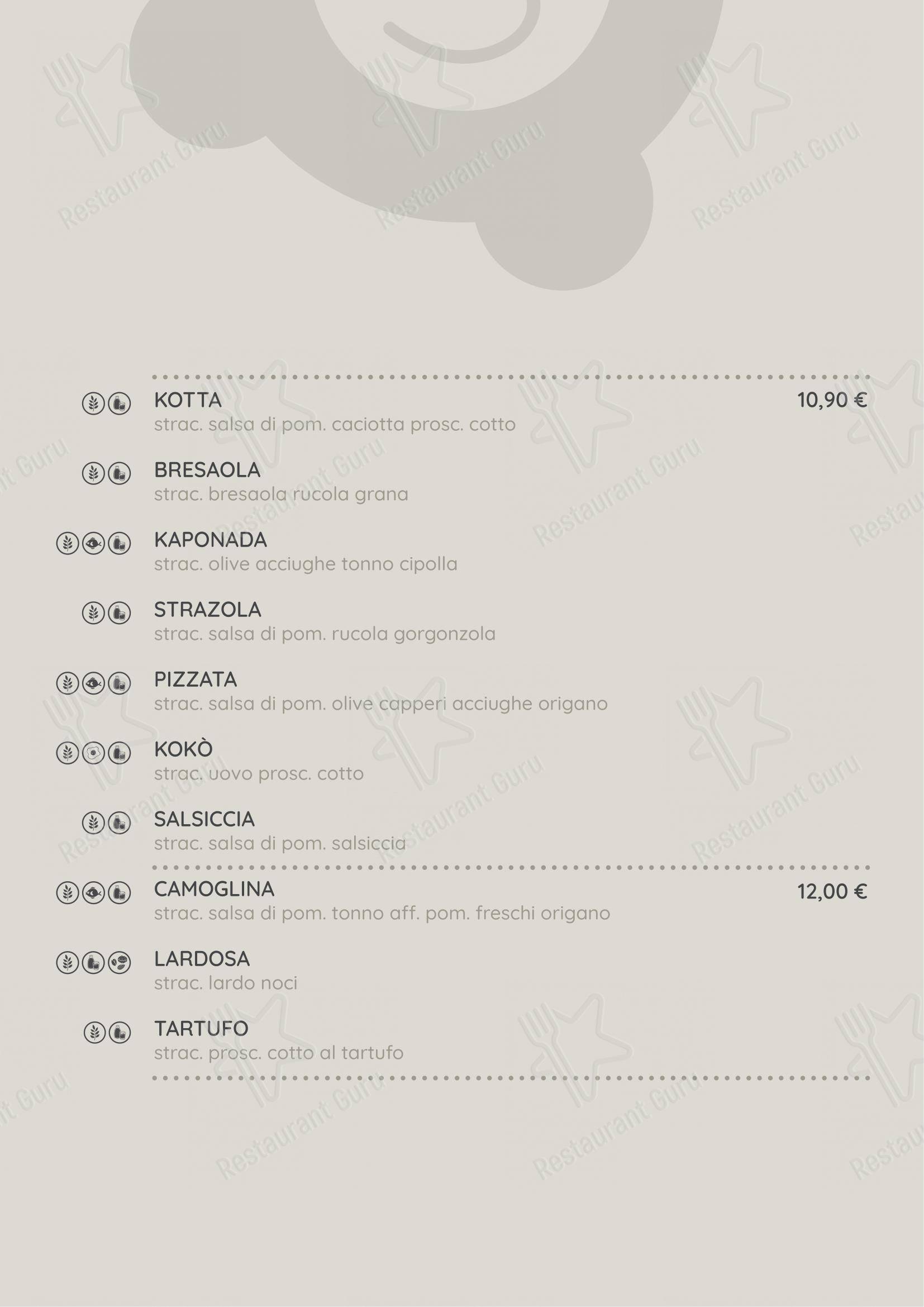 Strakkino in Genova - Menu bar