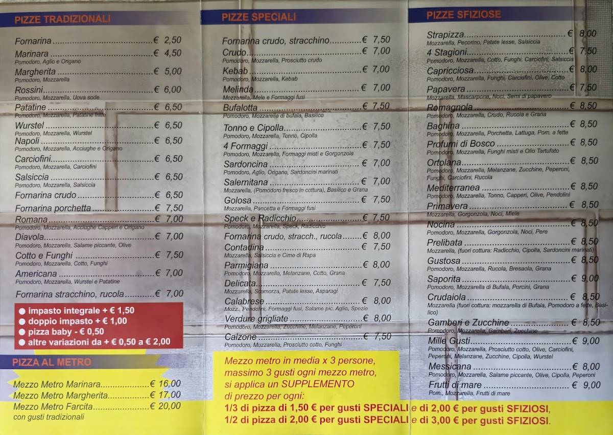 Menu di Strapizza 