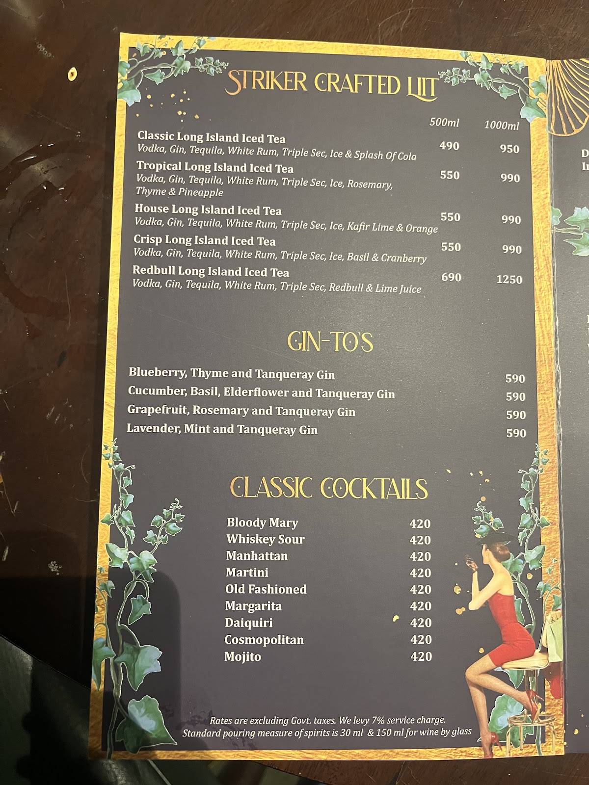 Striker Indore menu