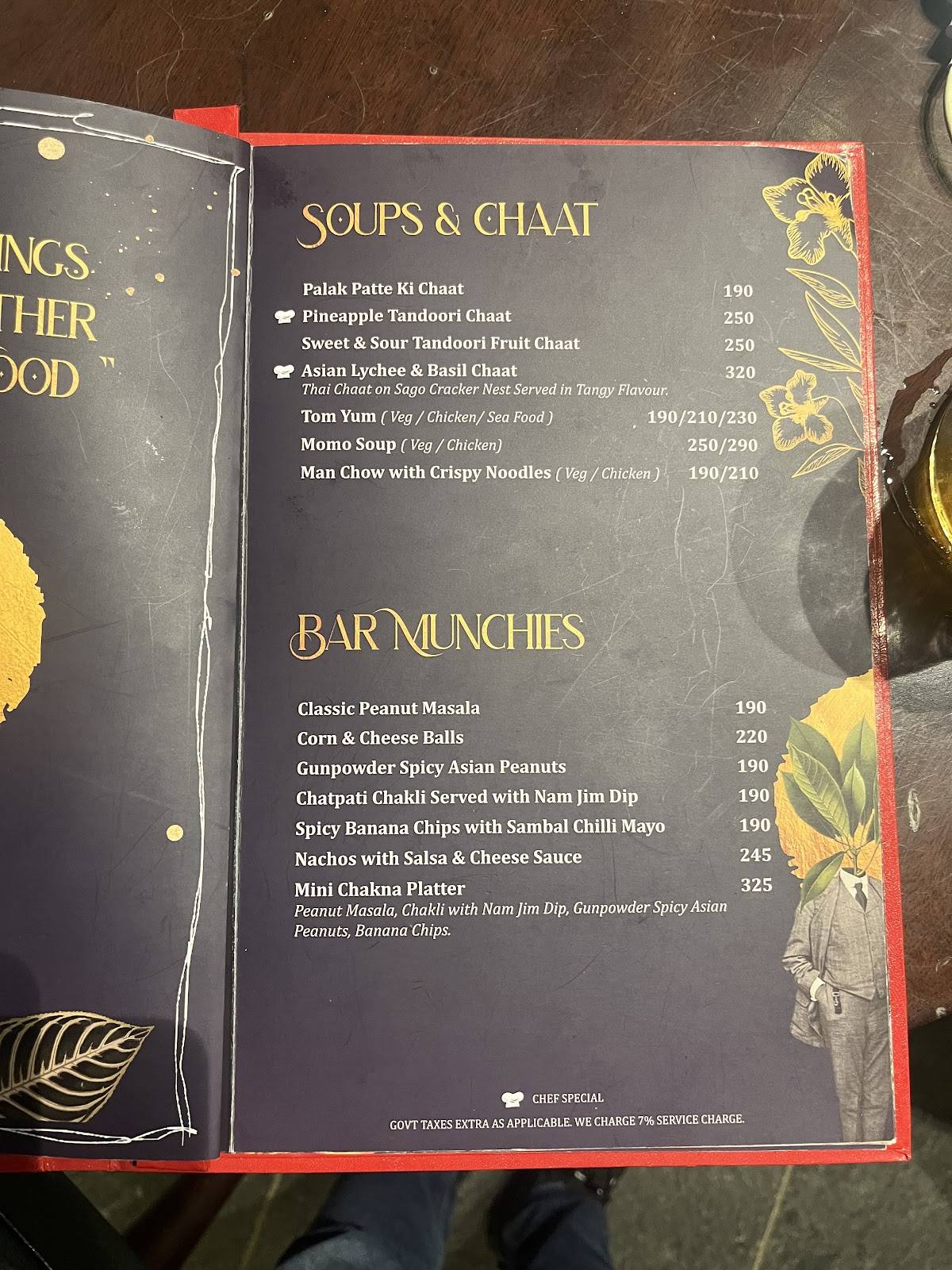 Striker Indore menu
