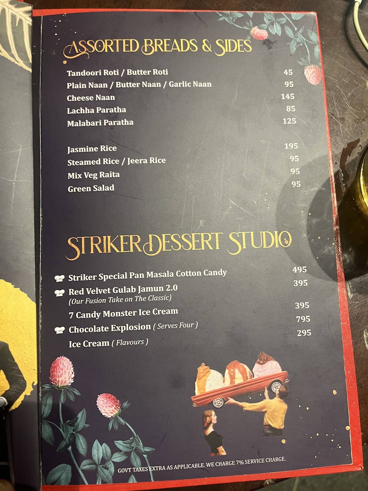 Striker Indore menu