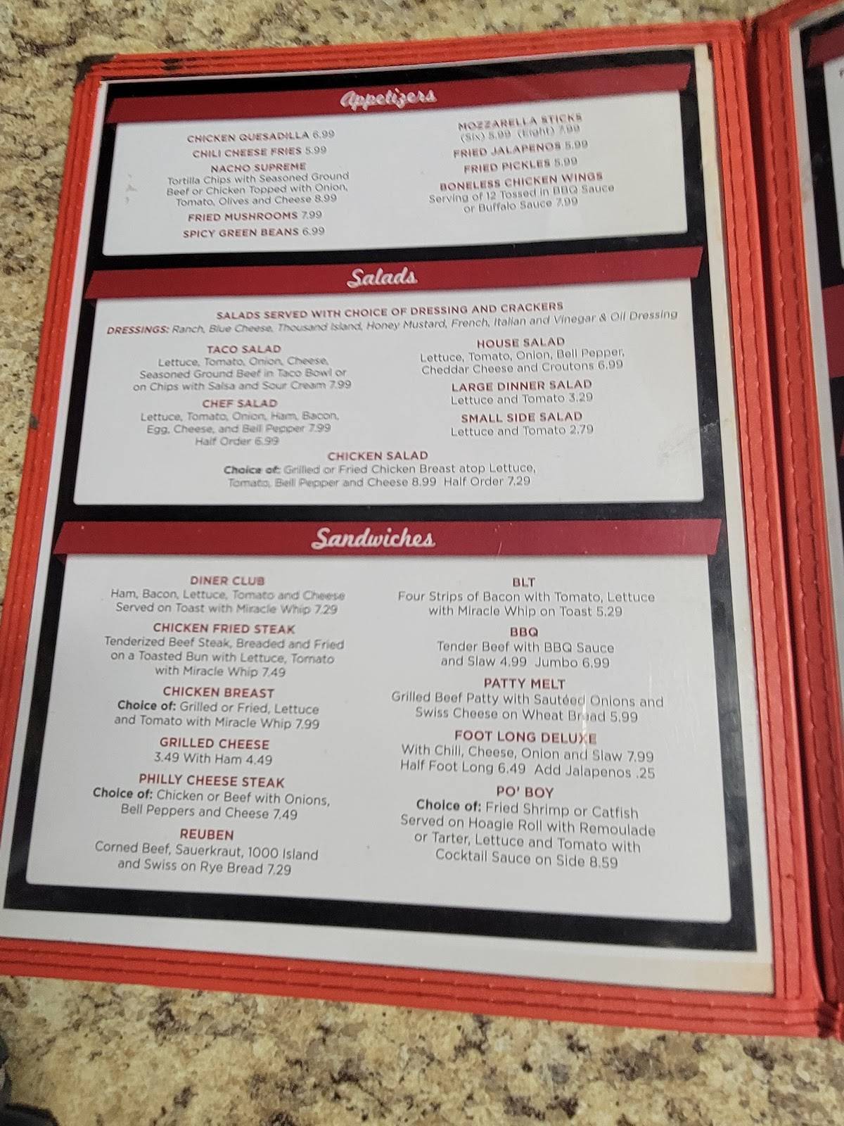 Menu at Stroud's Diner restaurant, Mayflower, 558 AR-365