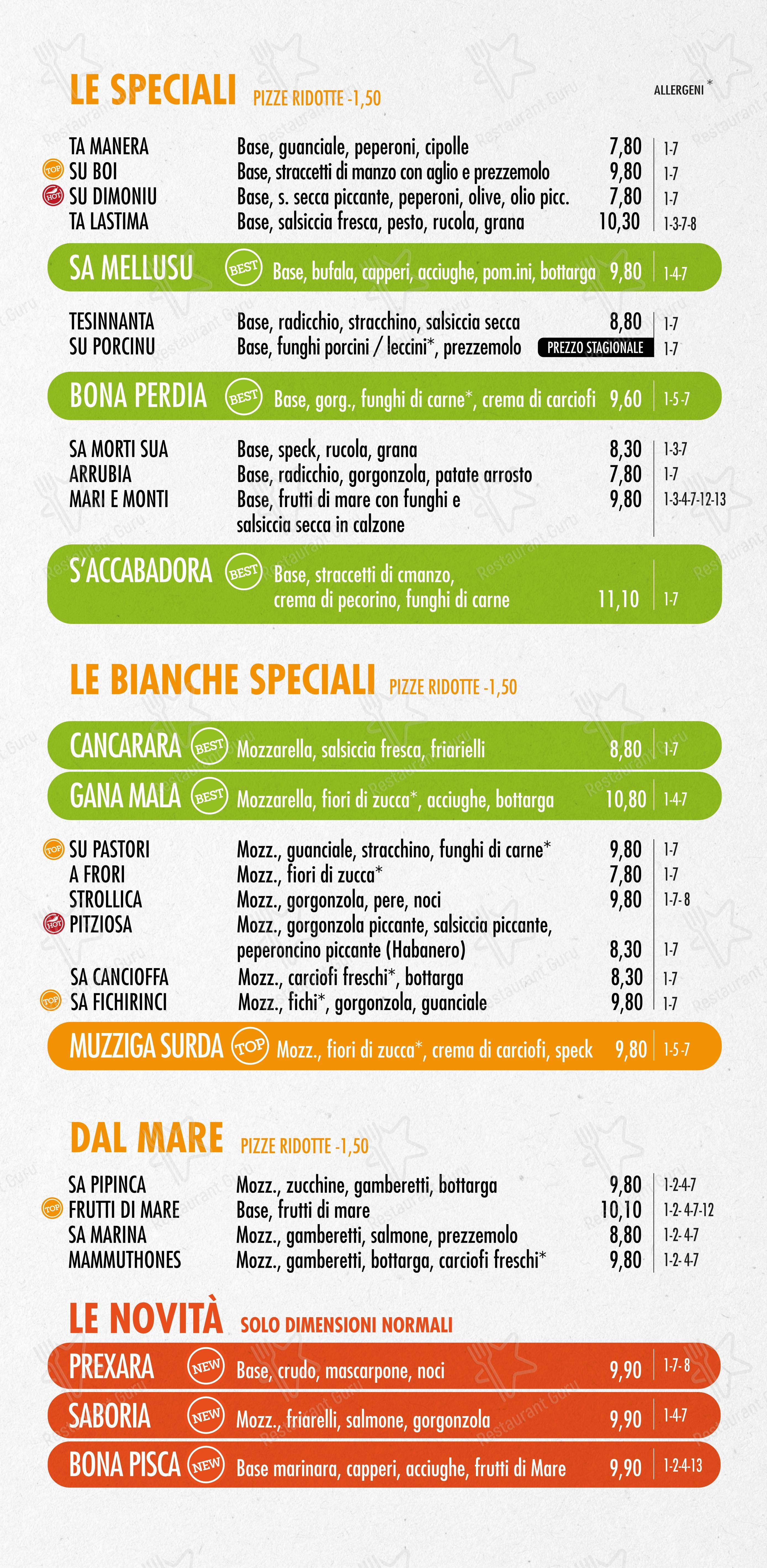 Menu per Su Stampu Pizzeria Assemini ristorante