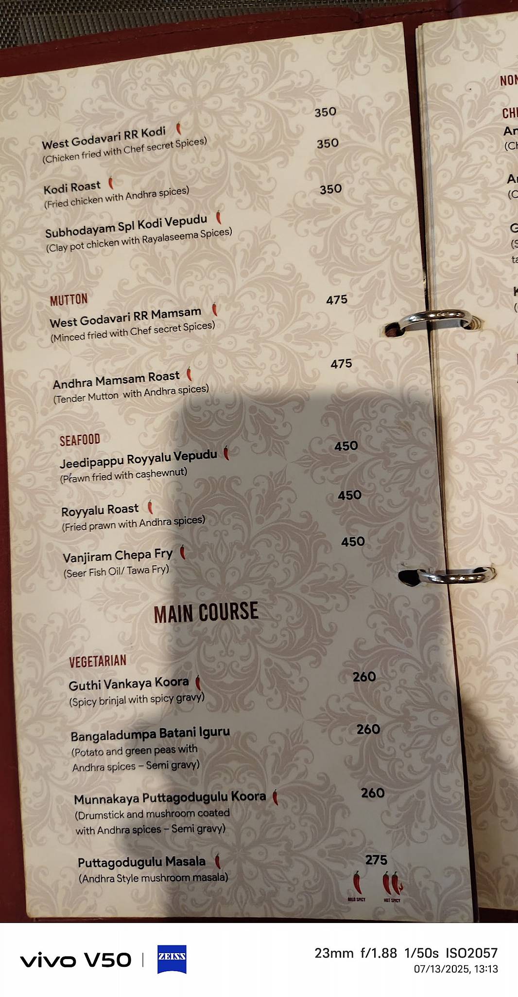 Subhodayam Multi Cuisine - Andhra Restaurant T Nagar menu