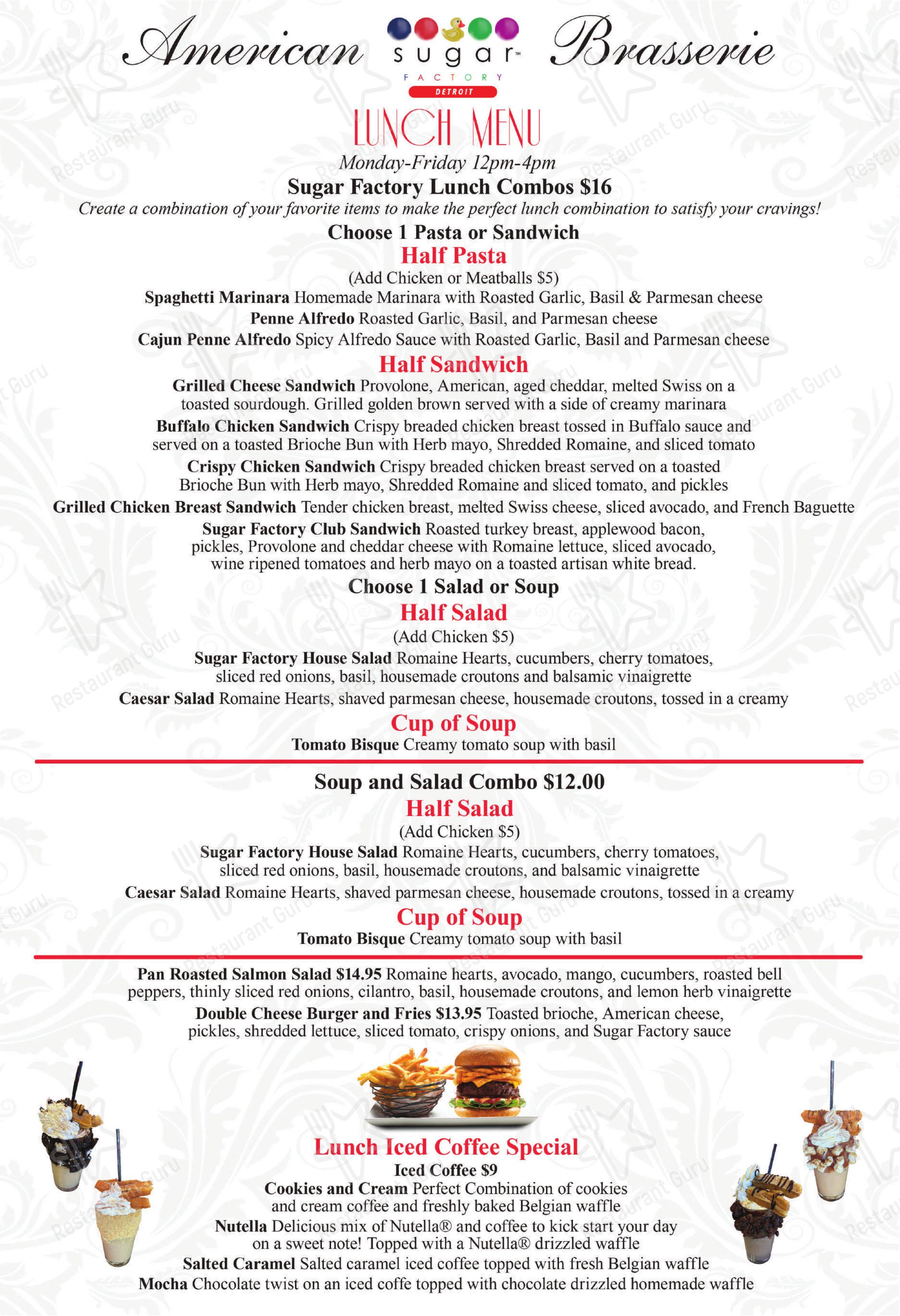 Menu at Sugar Factory Atlantic City desserts, Atlantic City