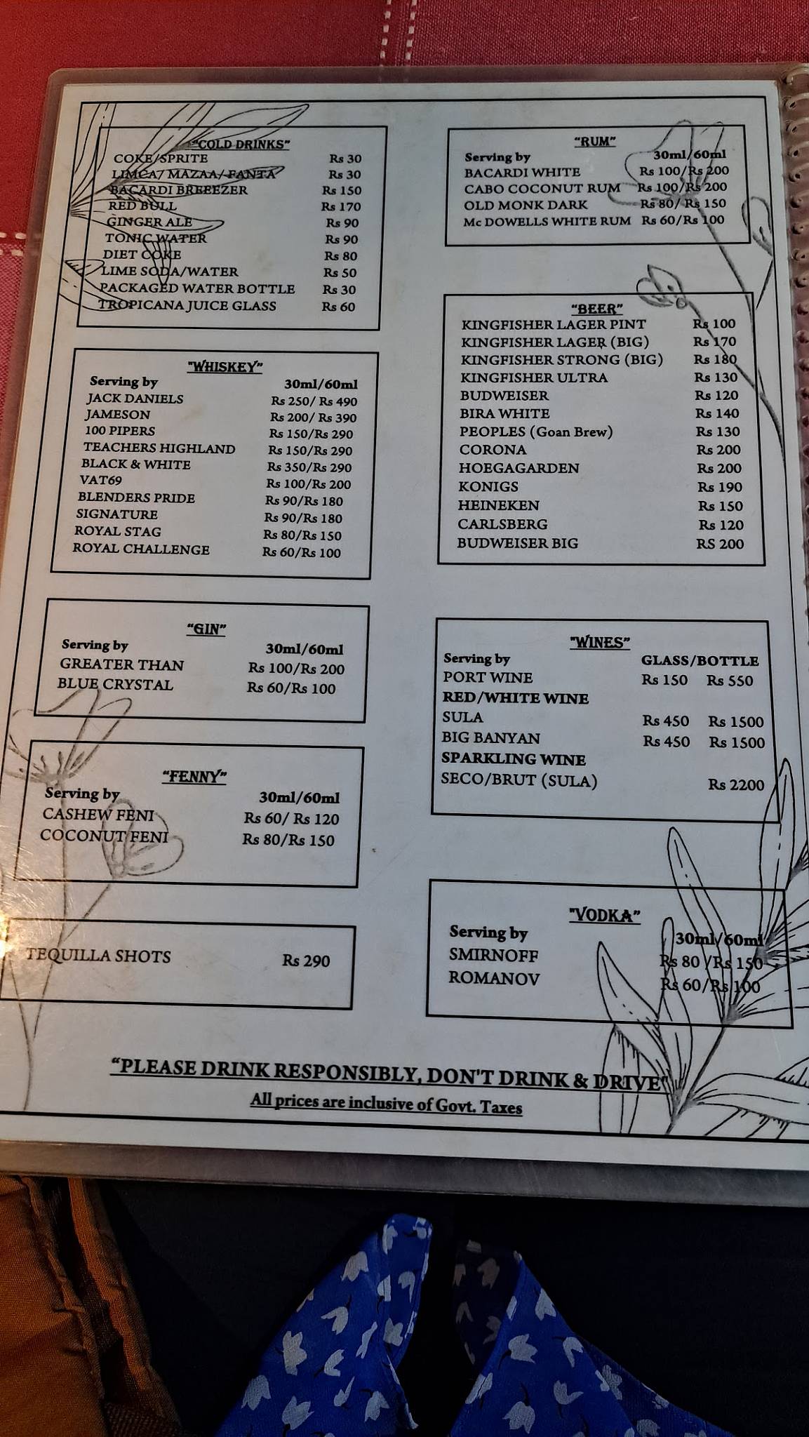 Sumaya Authentic Goan Cuisine menu