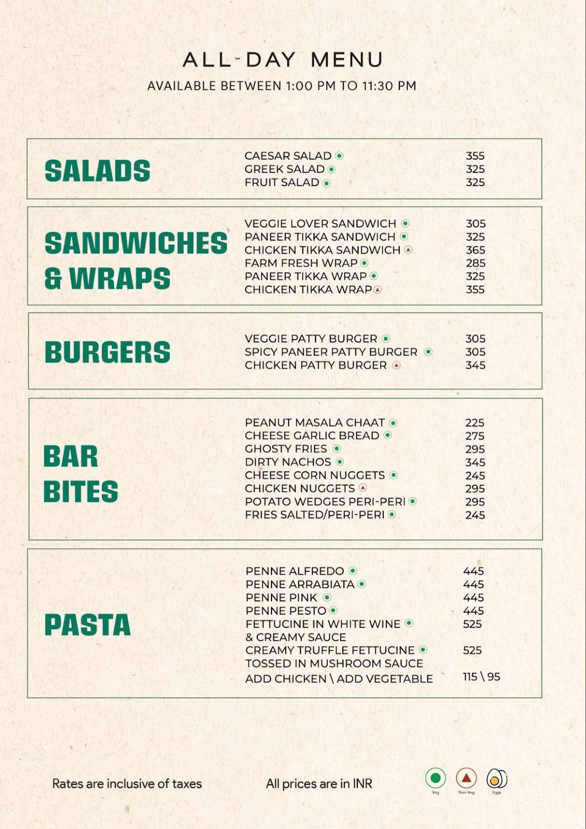 Sun N Moon Cafe & Restaurant menu