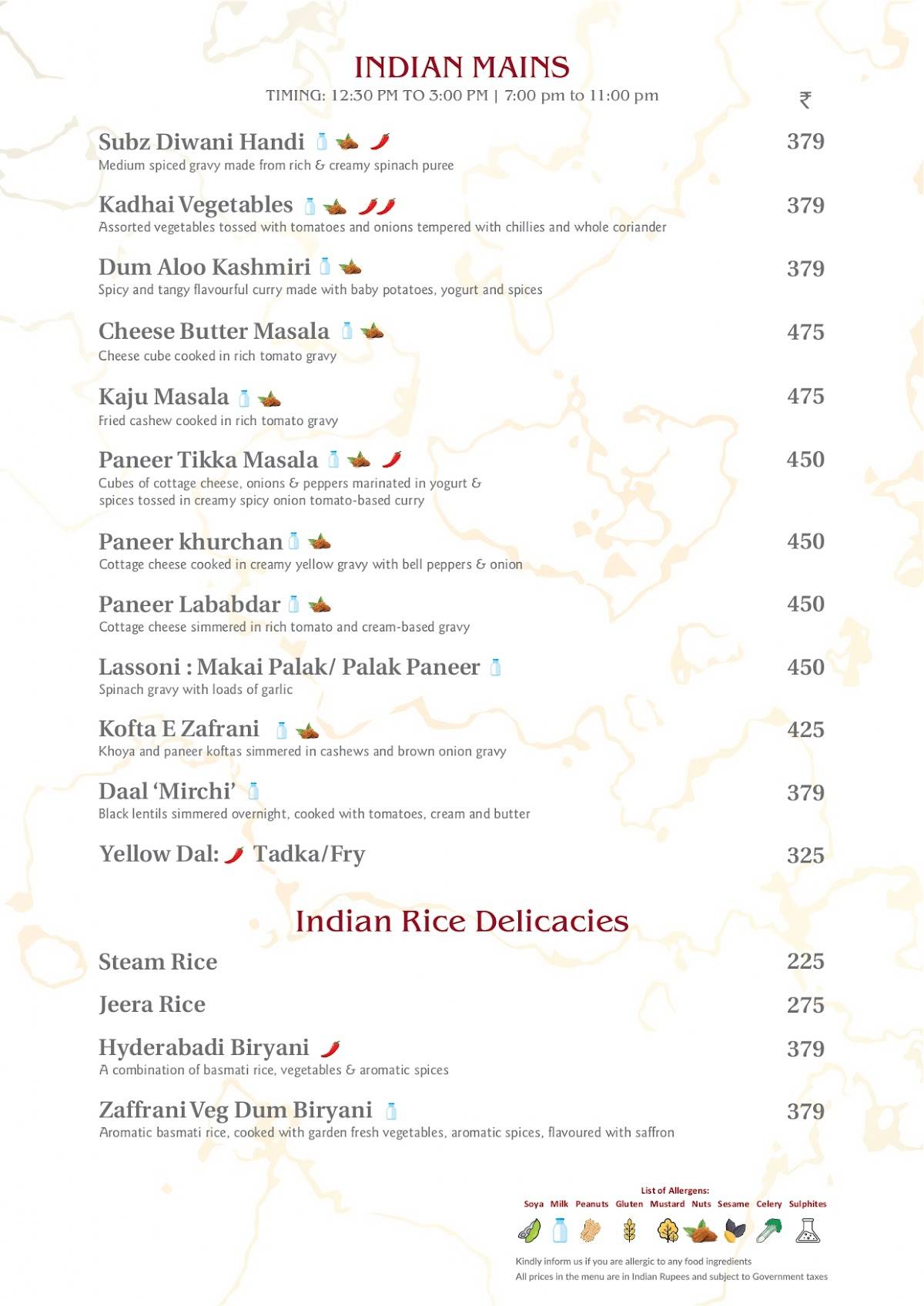 It's Mirchi menu