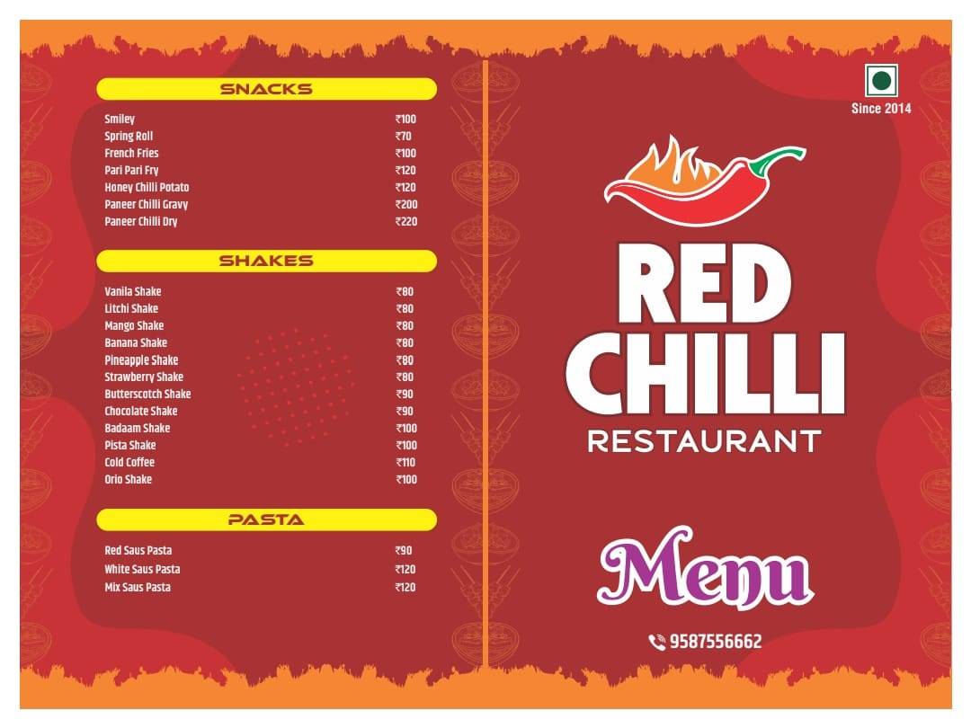 Red chilli restaurant menu