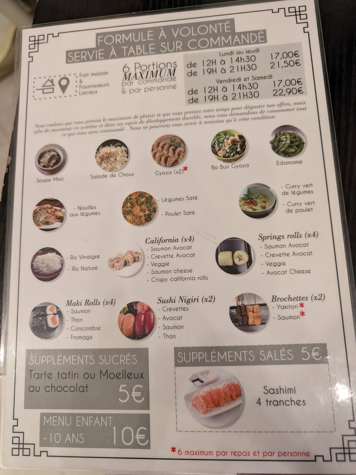 Menu de Sushi Bar