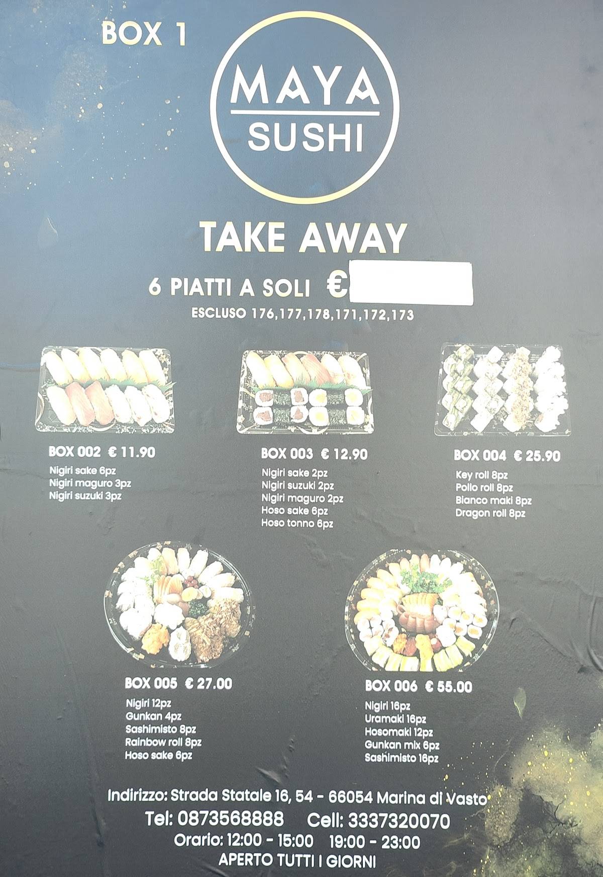 Menu di Sushi Maya 