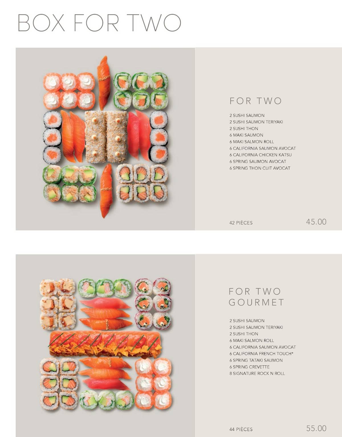 Menu de Sushi Shop Rennes Les Halles