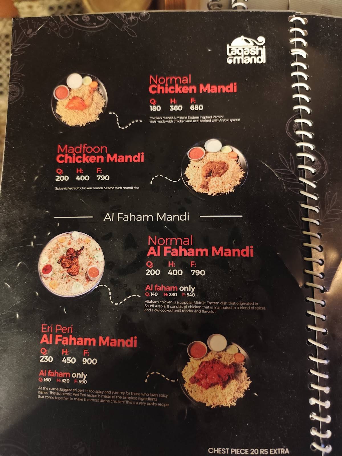 TAQASHI MANDI menu