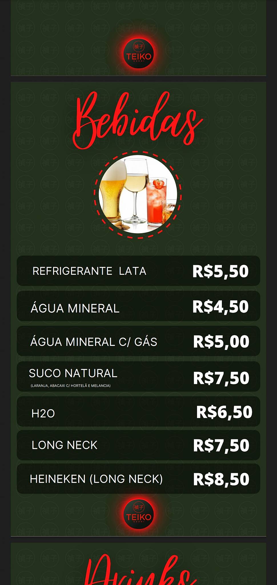 TEIKO SUSHI Fernandópolis cardápio