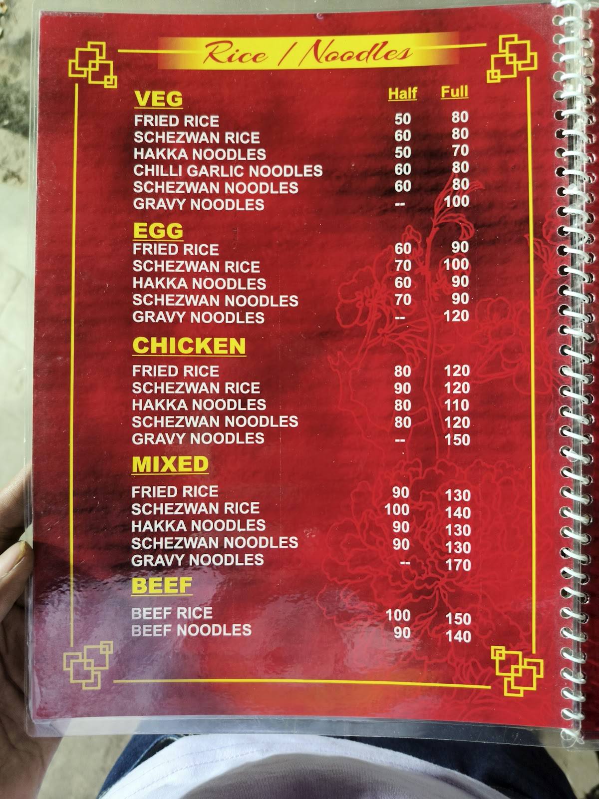 THE Chinese World menu