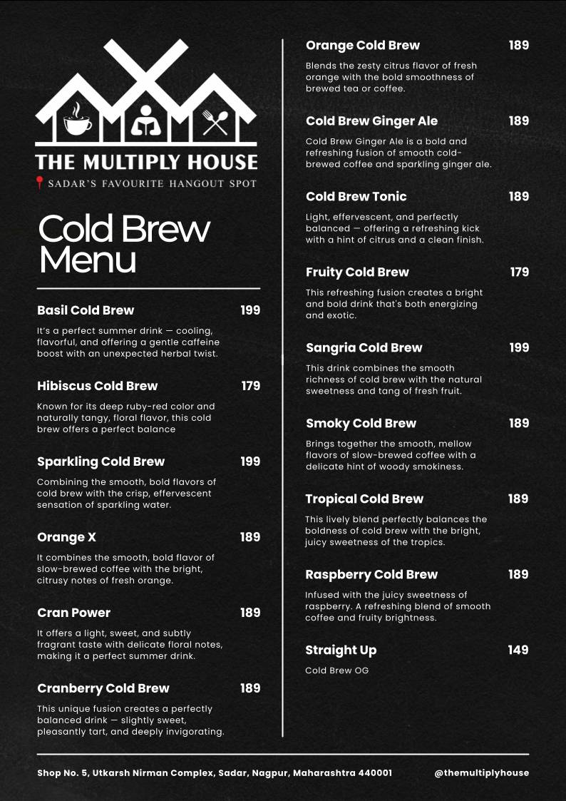 THE MULTIPLY HOUSE Cafe-Restaurant menu