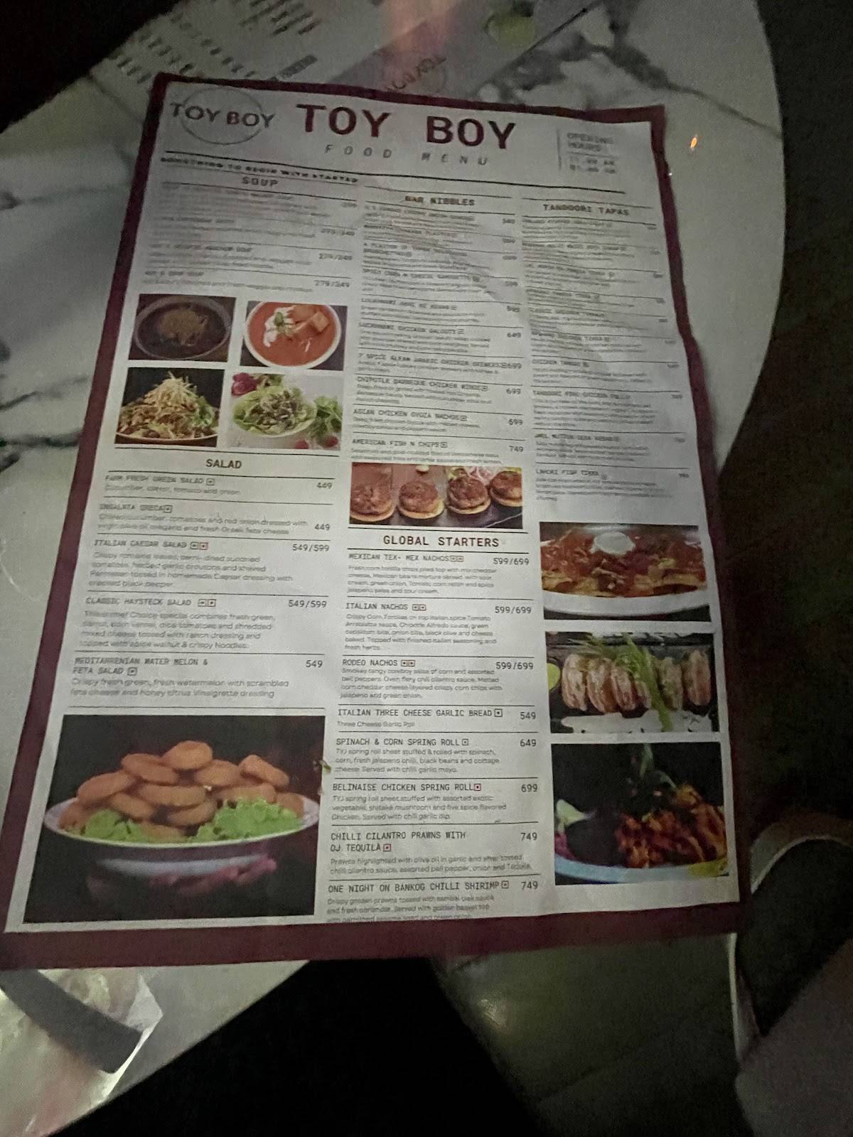 TOY BOY menu