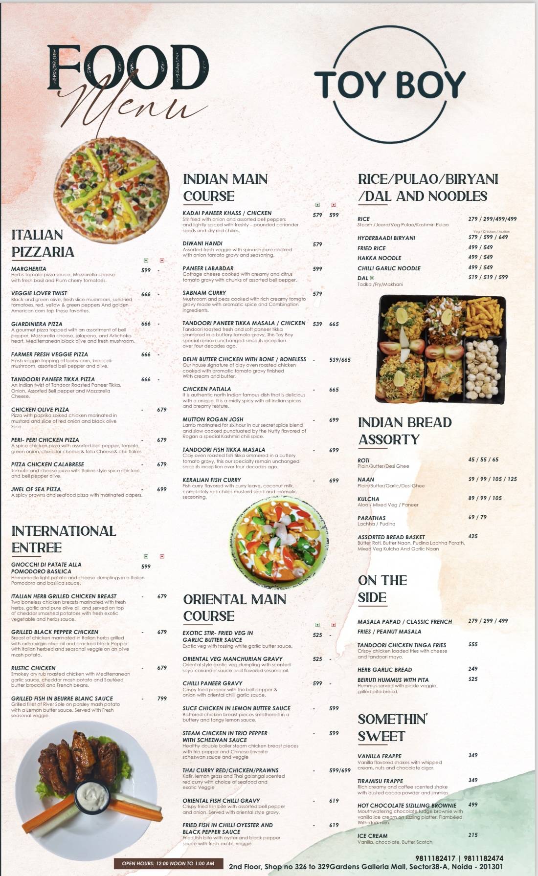TOY BOY menu