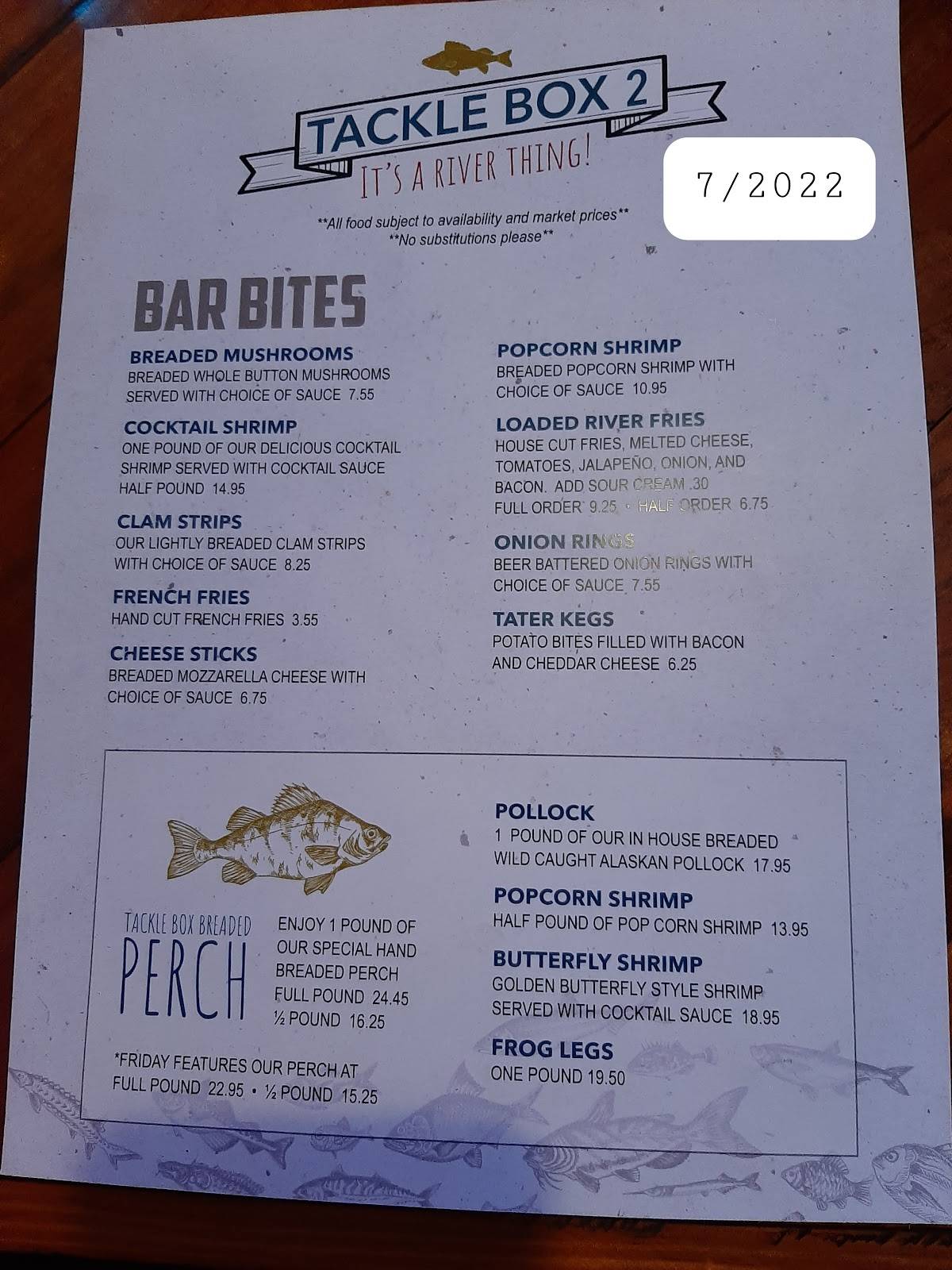 Menu at Tackle Box 2 Fremont, OH pub & bar, Fremont, 420 Sandusky Ave