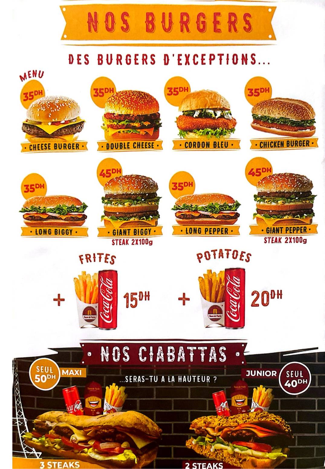 Menu de Tacos de Paris Agdal