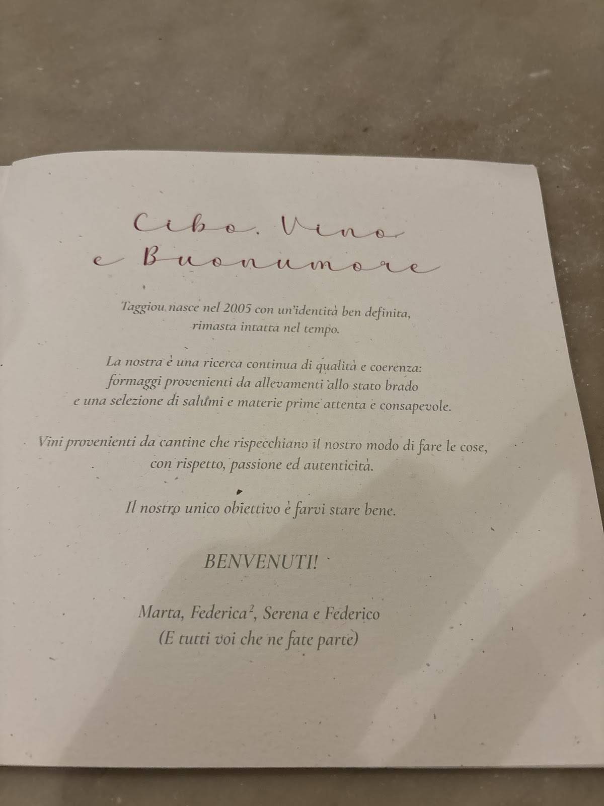 Menu di Taggiou Genova 