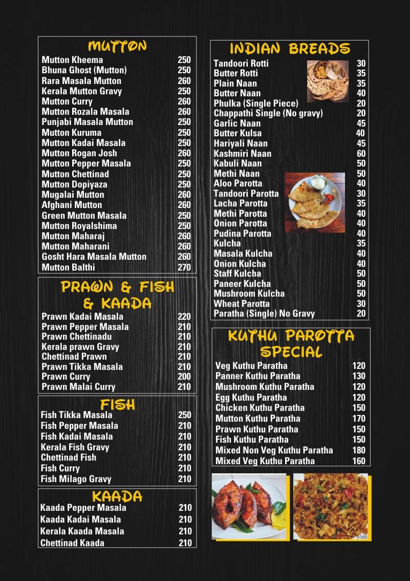 Taj Multicuisine Restaurant menu