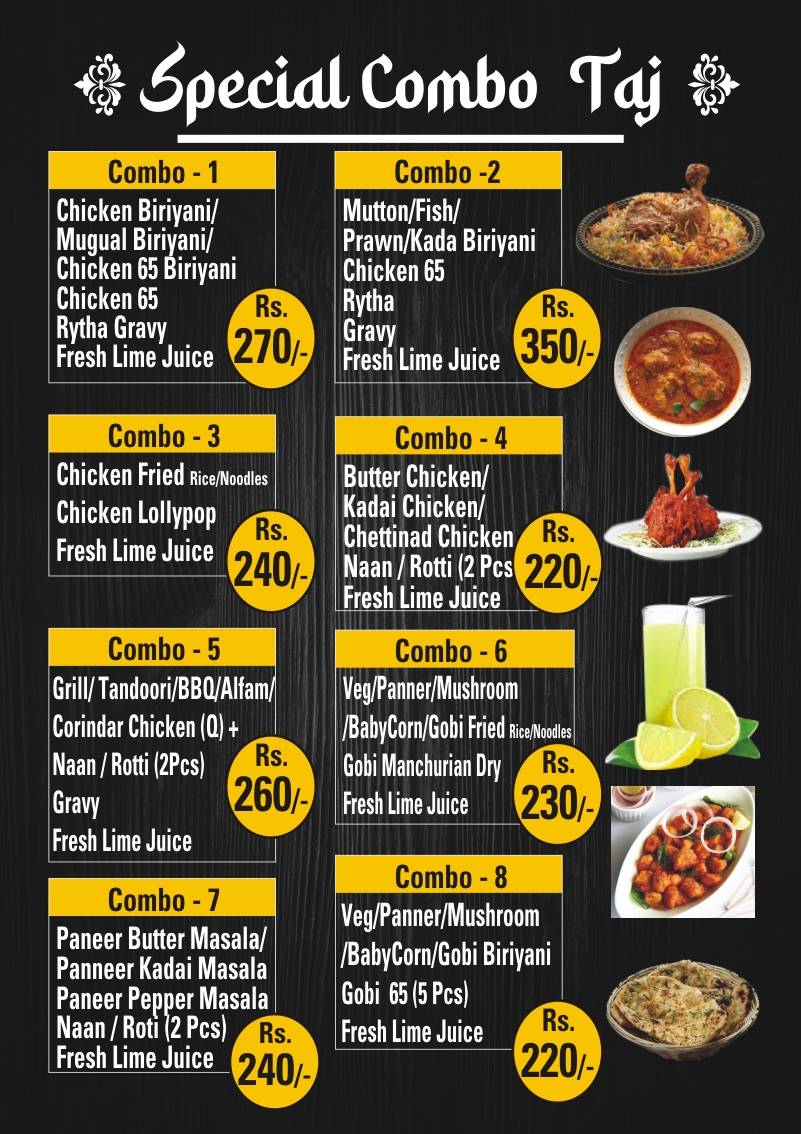 Taj Multicuisine Restaurant menu