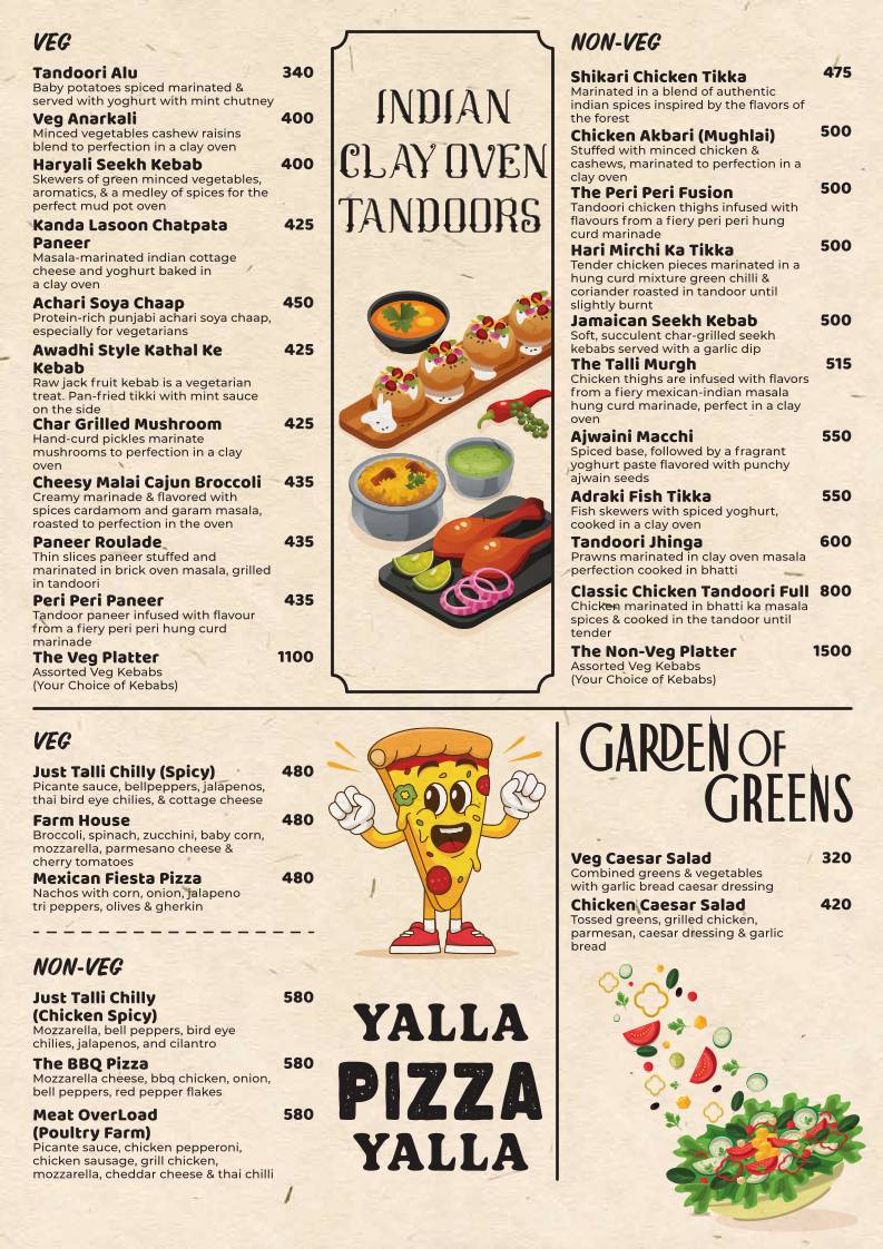 Talli Bar & Kitchen menu
