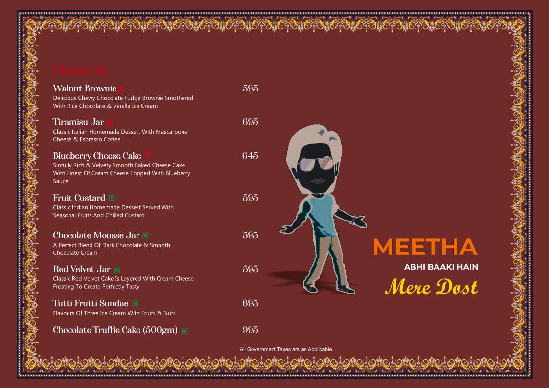 Tamasha menu