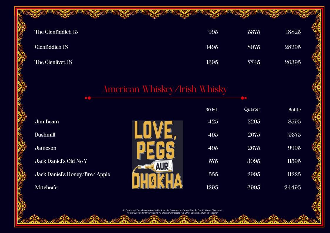 Tamasha menu