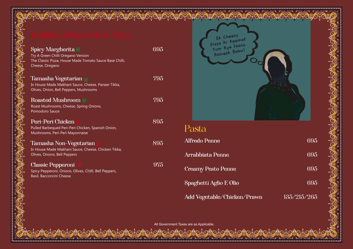 Tamasha menu