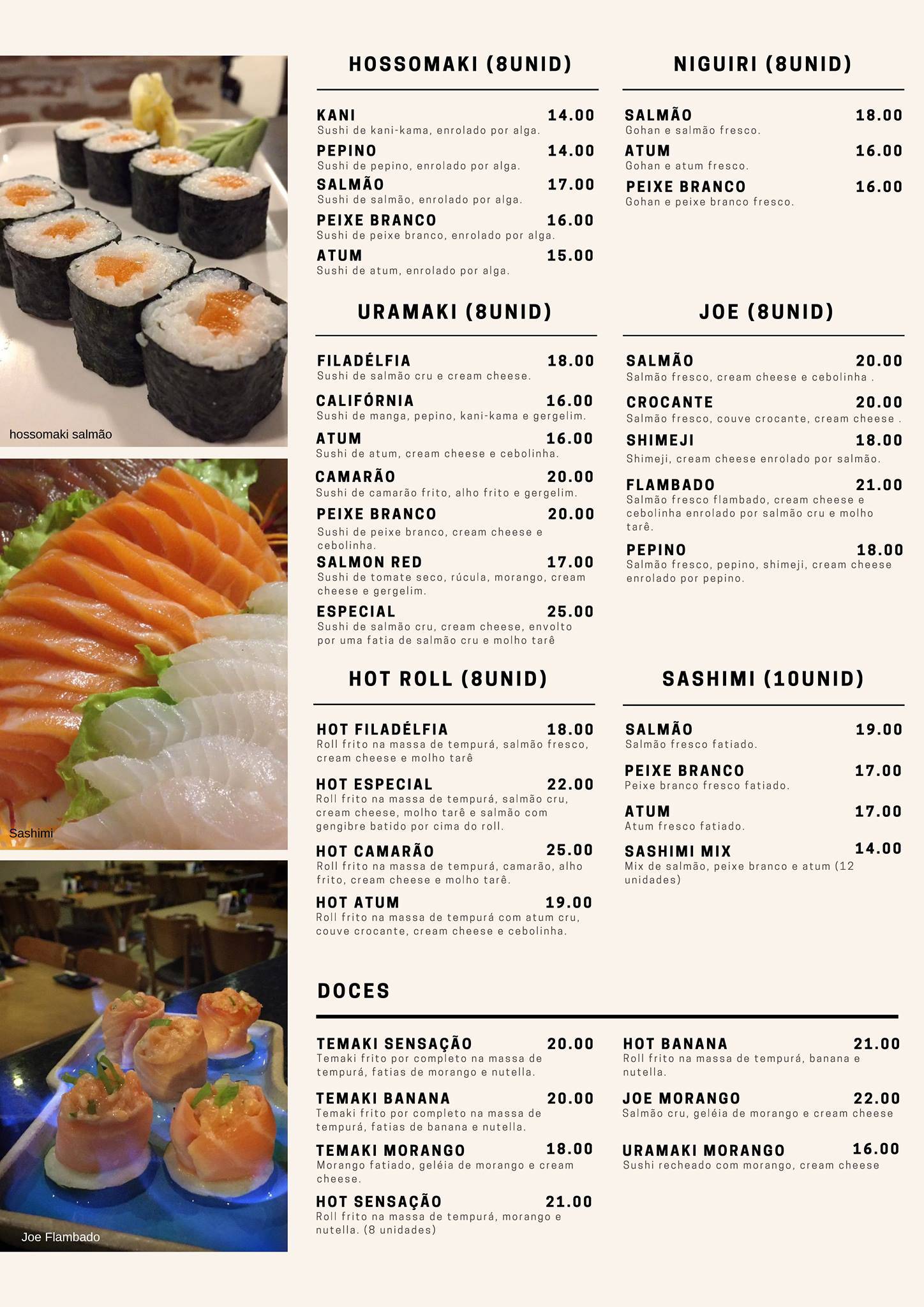 Tann Sushi Bar - Jaraguá cardápio
