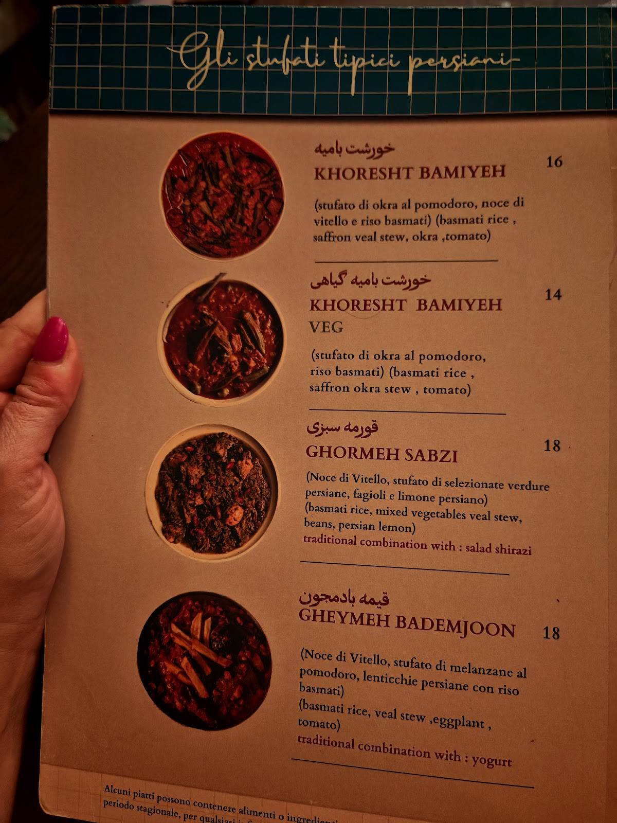 Menu di Tanur Cucina Persiana 