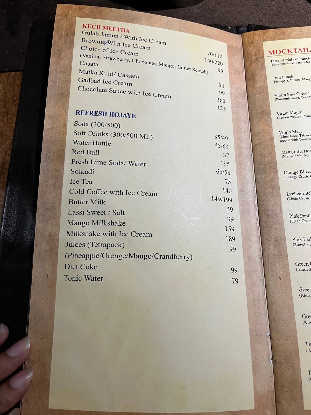 Taste of Malvan menu