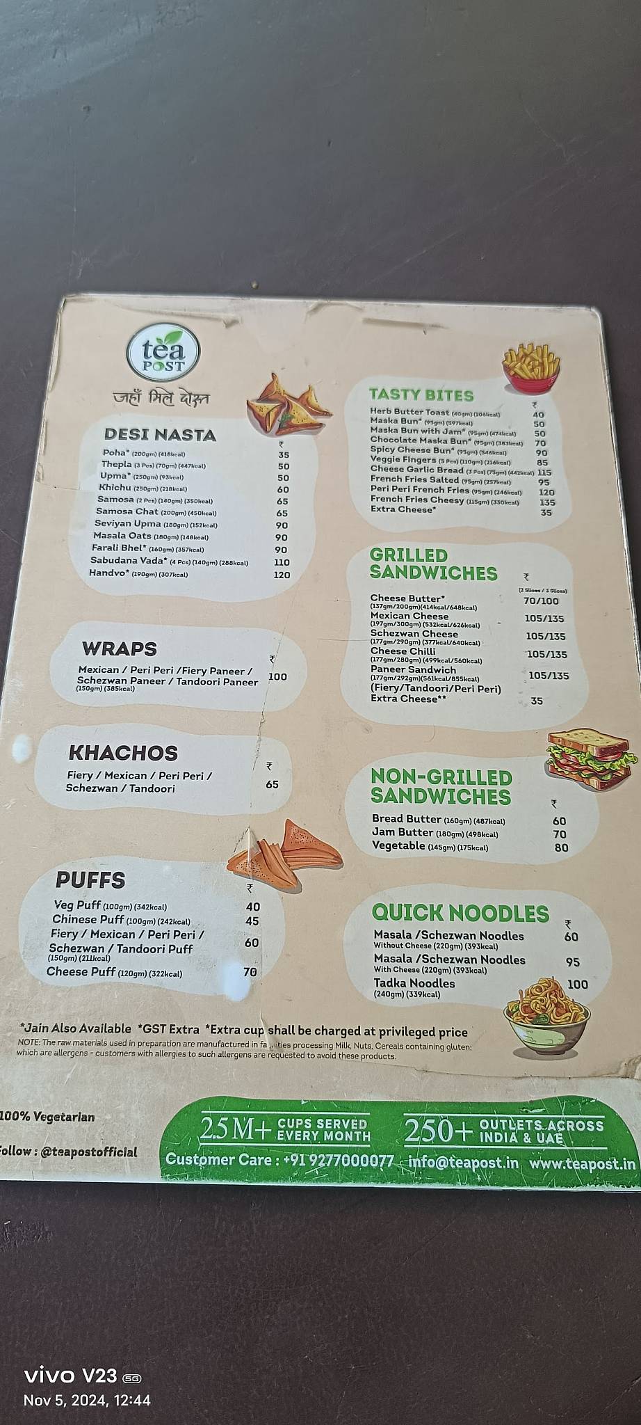 Tea Post menu