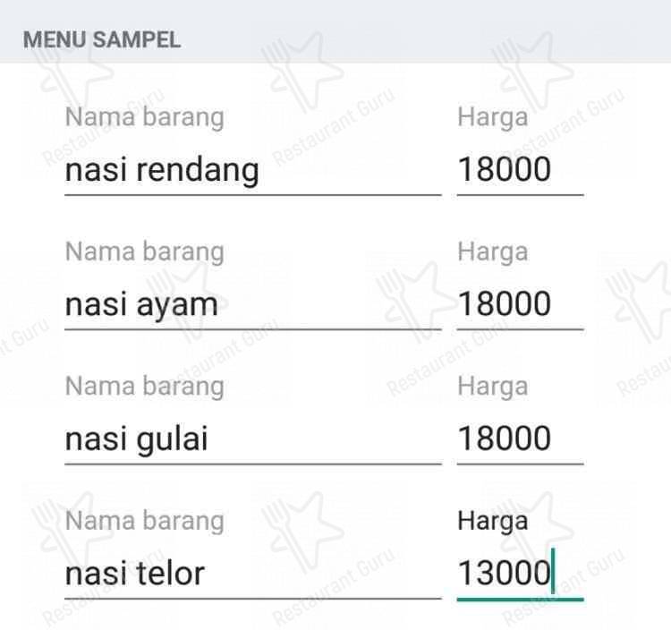 Menu at RM. Tebet Indah restaurant, East Jakarta, Jl. Pd. Kelapa Raya ...