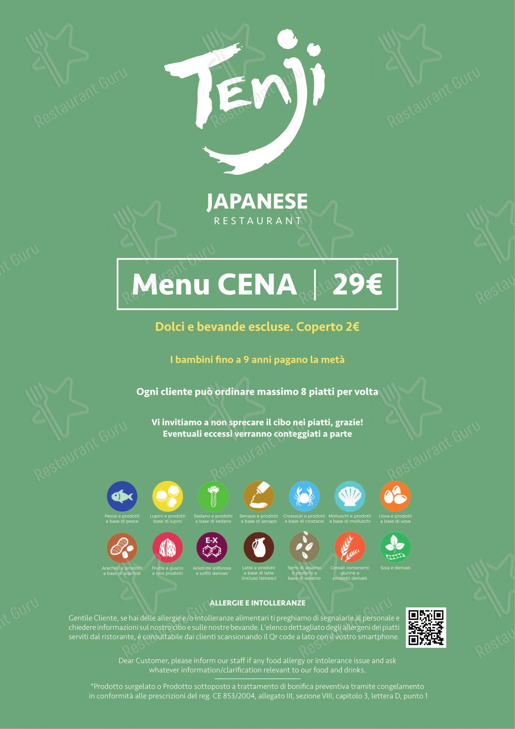 Menu di Tenji Ristorante Giapponese - Menu bar
