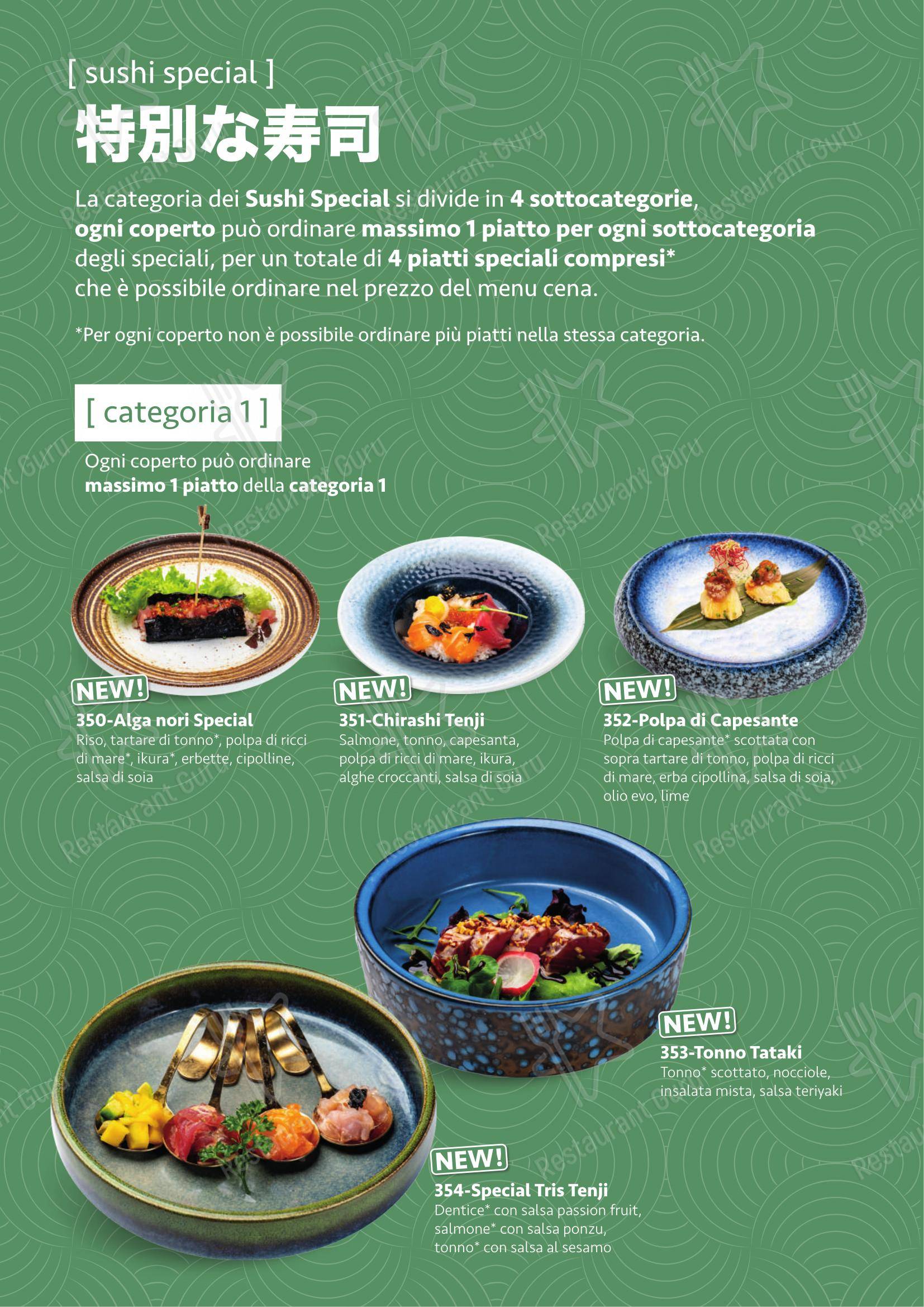 Menu bar per Tenji Ristorante Giapponese ristorante