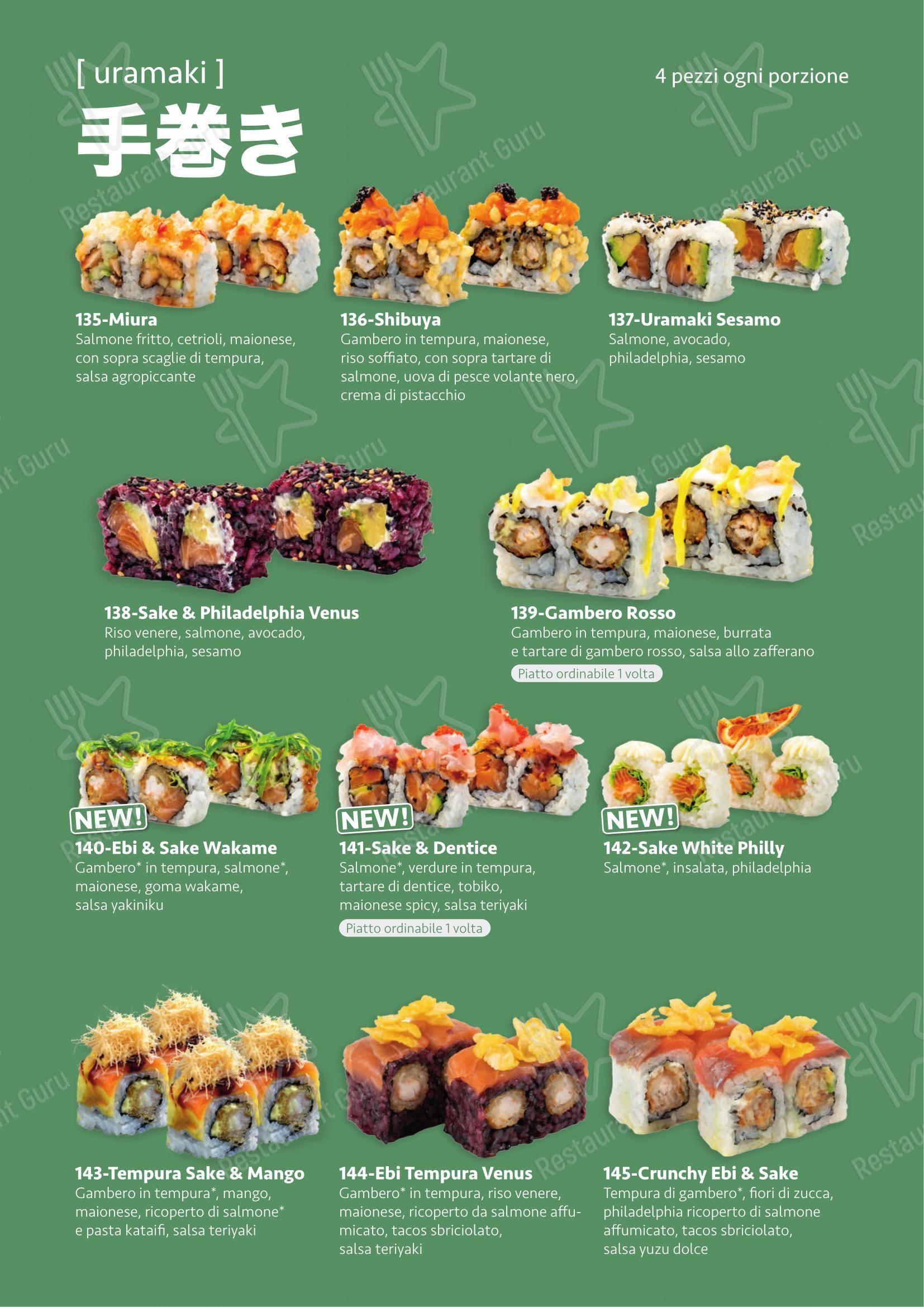 Menu bar per Tenji Ristorante Giapponese in Parma