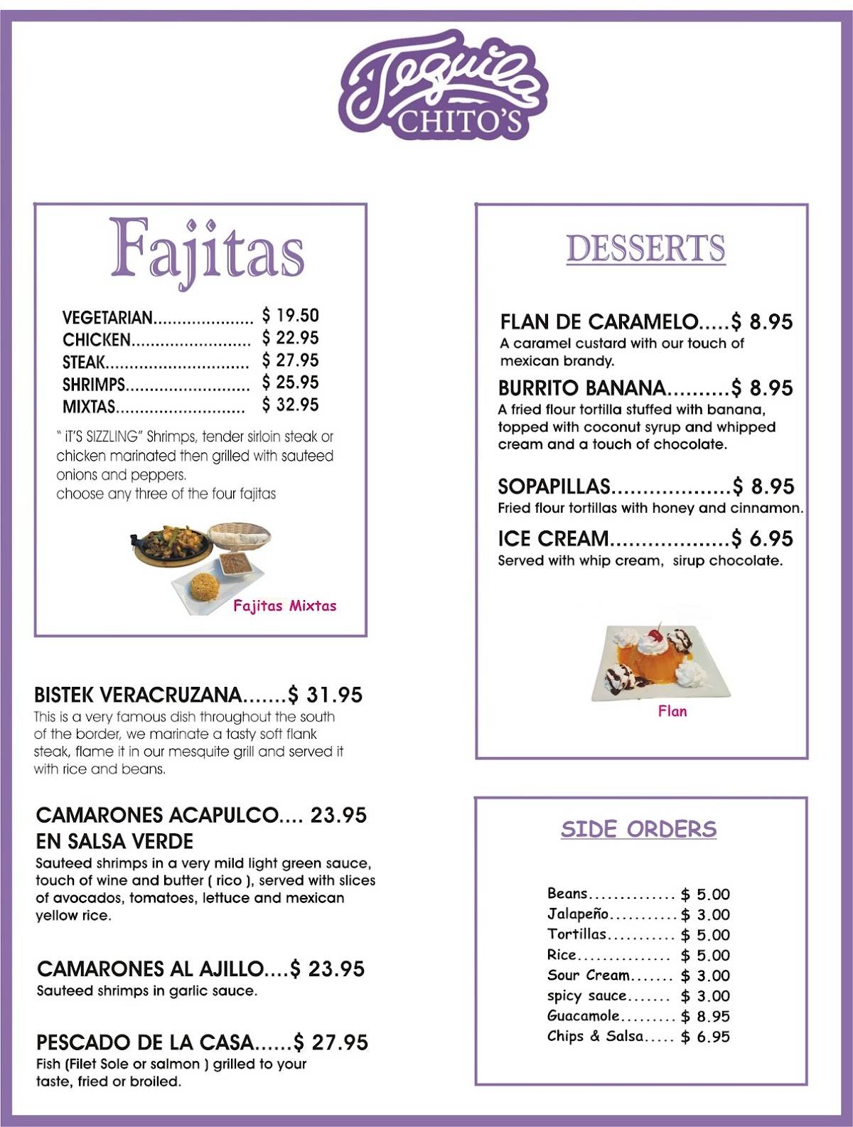 Carta de Tequila Chito's Mexican Bar & Grill, Nueva York, 358 W 23rd St