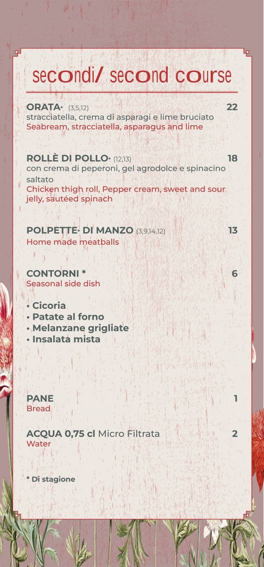 Menu di Terra Satis bar 