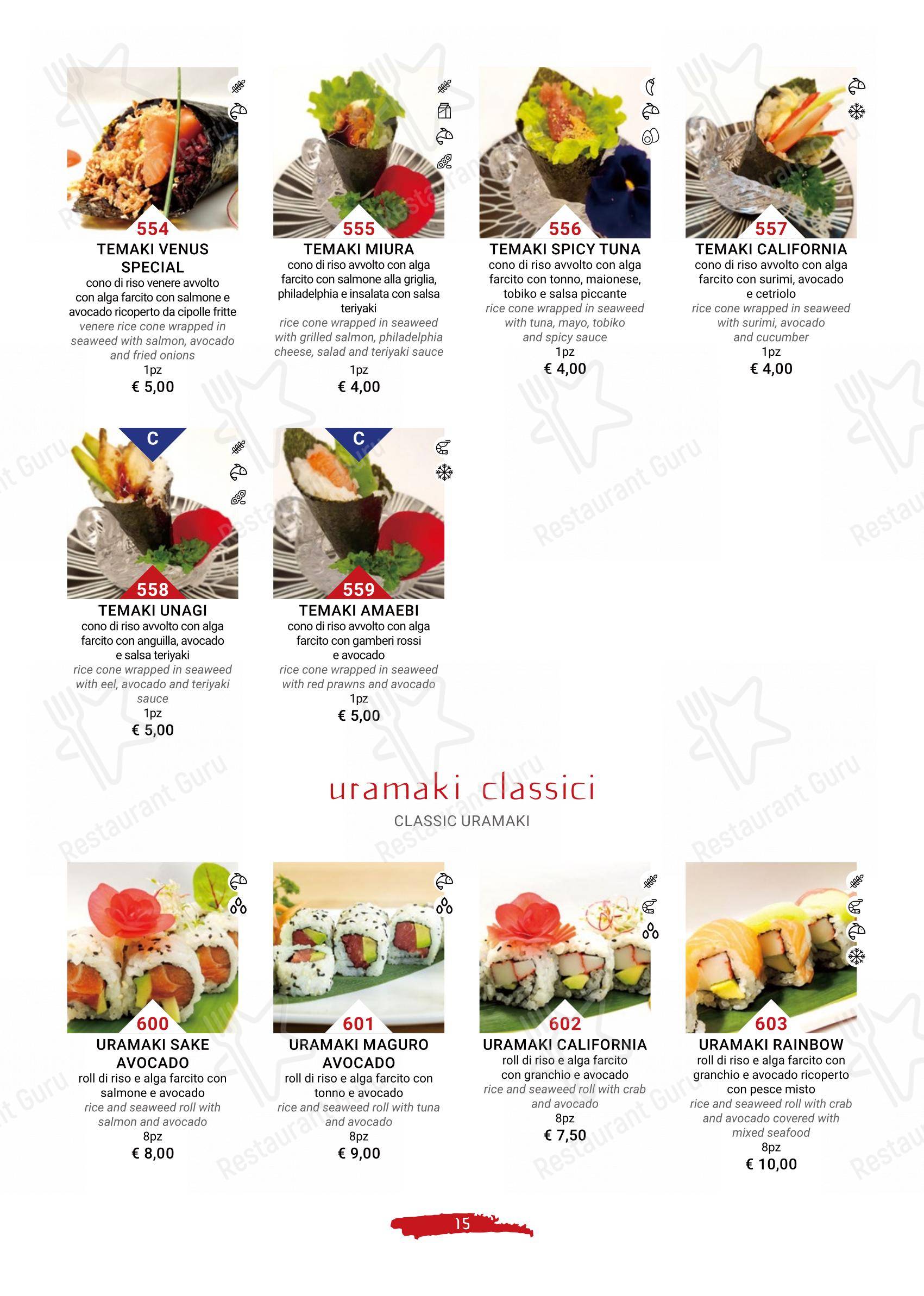 Menu di Terra d'Oriente - Menu