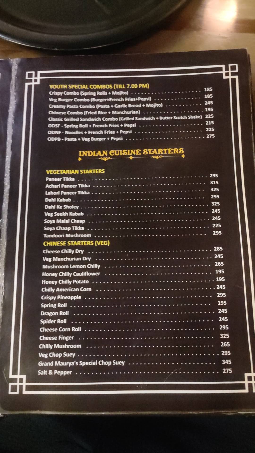 Terrace Bistro menu