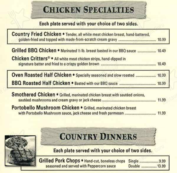 Texas Roadhouse menu