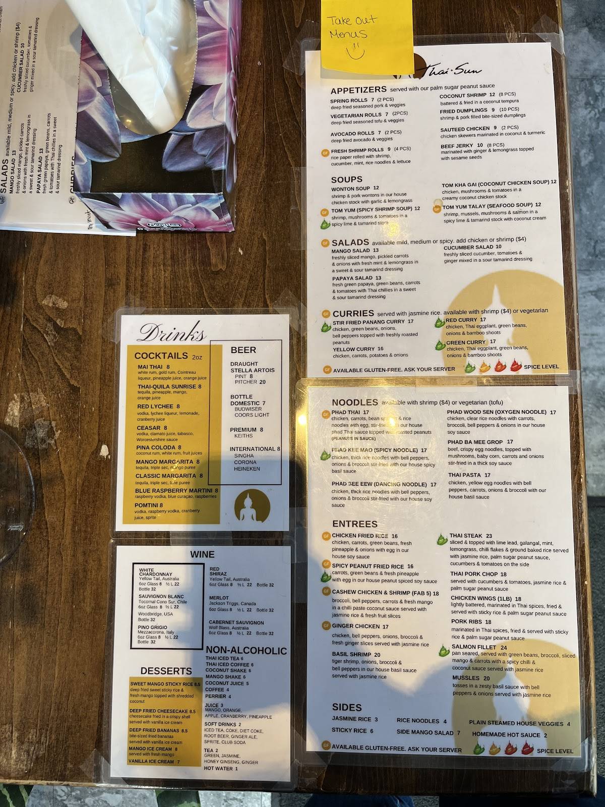 Menu de Thai Sun