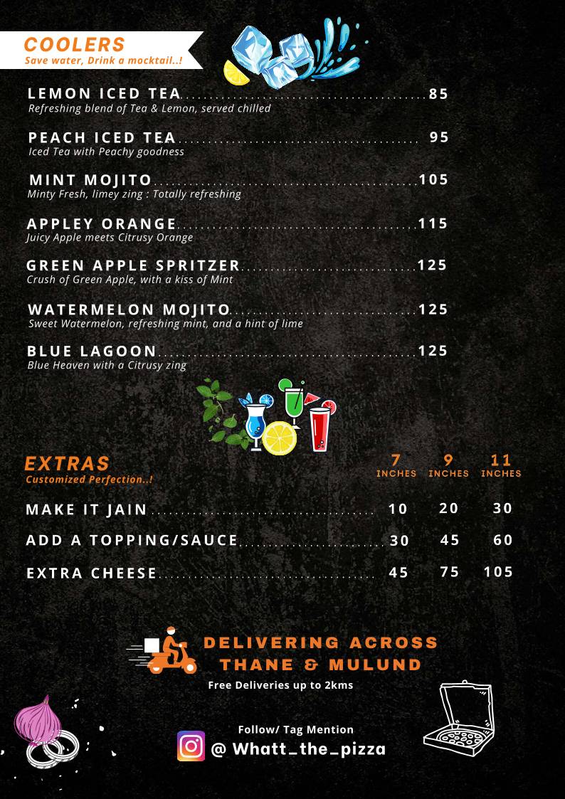 Whatt the Pizza menu