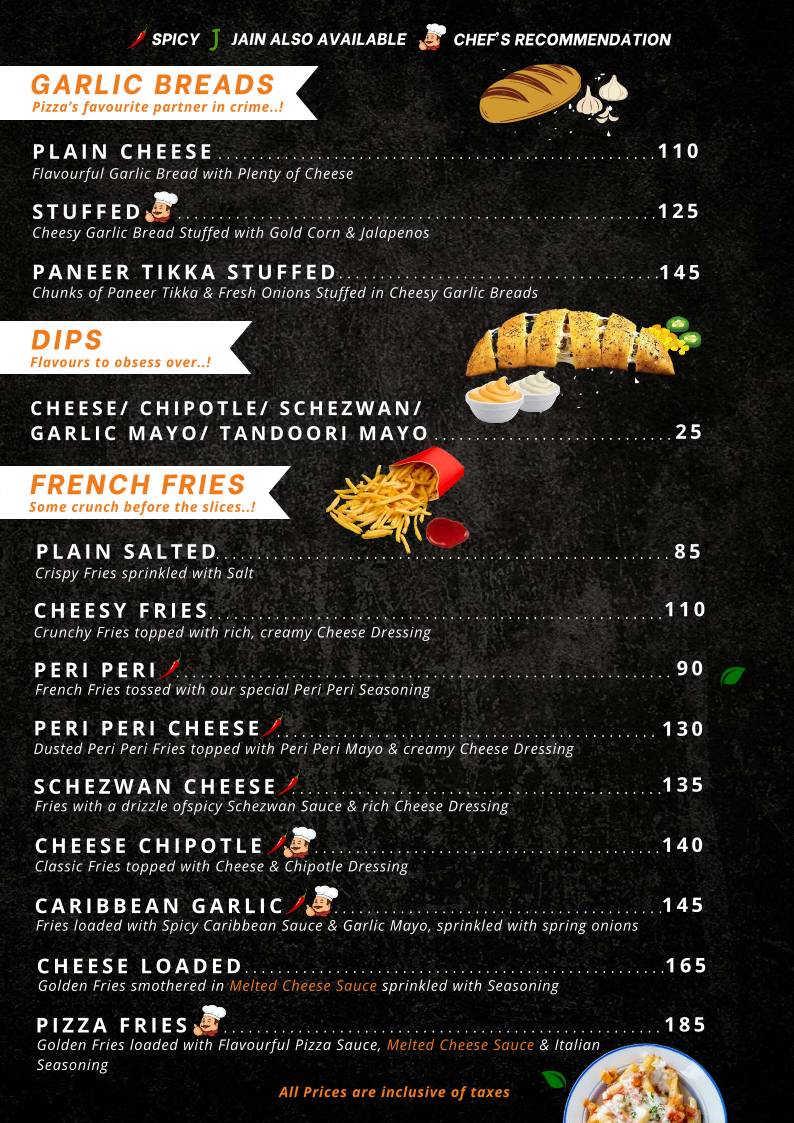 Whatt the Pizza menu