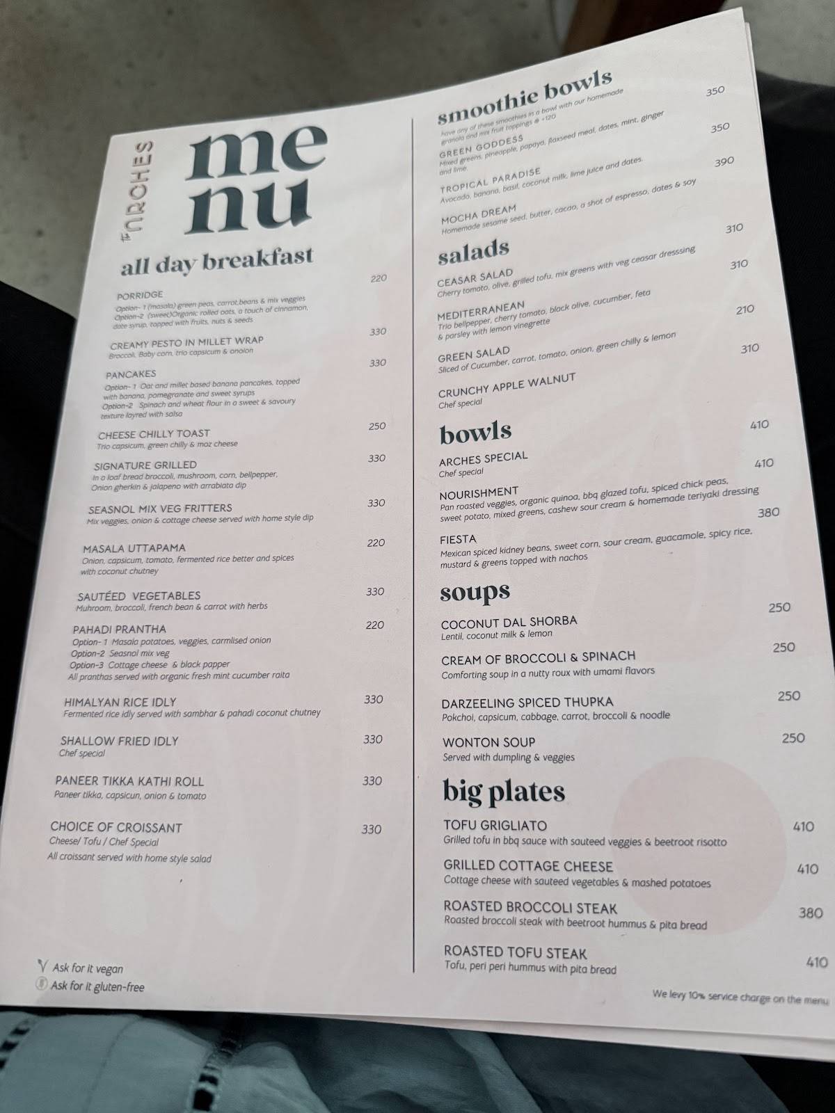 The Arches Cafe & Bakery by SALVUS menu